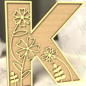 Intra απο ξύλο plywood 3mm-4mm πάχος - Γράμματα λουλουδιών | Alphabet | Floral Design Δίασταση 30x20 cm INTRAFABR-118352809 - Image 1