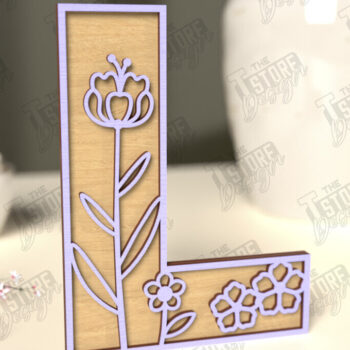 Intra απο ξύλο plywood 3mm-4mm πάχος - Γράμματα λουλουδιών | Alphabet | Floral Design Δίασταση 30x20 cm INTRAFABR-118352812 - Image 1