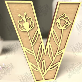 Intra απο ξύλο plywood 3mm-4mm πάχος - Γράμματα λουλουδιών | Alphabet | Floral Design Δίασταση 30x20 cm INTRAFABR-118677262 - Image 1