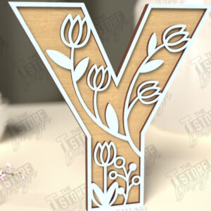 Intra απο ξύλο plywood 3mm-4mm πάχος - Γράμματα λουλουδιών | Alphabet | Floral Design Δίασταση 30x20 cm INTRAFABR-118677338