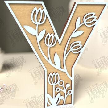 Intra απο ξύλο plywood 3mm-4mm πάχος - Γράμματα λουλουδιών | Alphabet | Floral Design Δίασταση 30x20 cm INTRAFABR-118677338 - Image 1