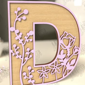 Intra απο ξύλο plywood 3mm-4mm πάχος - Γράμματα λουλουδιών | Alphabet | Floral Design Δίασταση 30x20 cm INTRAFABR-118352717 - Image 1