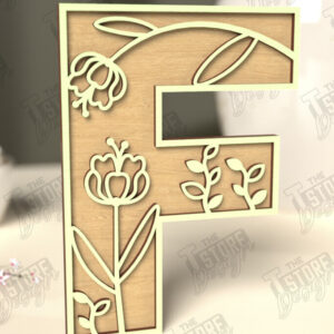 Intra απο ξύλο plywood 3mm-4mm πάχος - Γράμματα λουλουδιών | Alphabet | Floral Design Δίασταση 30x20 cm INTRAFABR-118352781