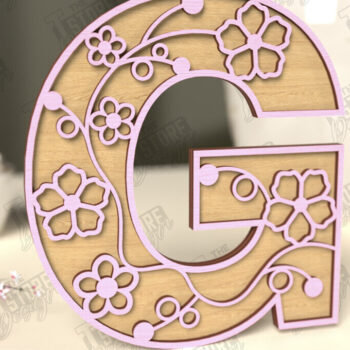 Intra απο ξύλο plywood 3mm-4mm πάχος - Γράμματα λουλουδιών | Alphabet | Floral Design Δίασταση 30x20 cm INTRAFABR-118352785 - Image 1