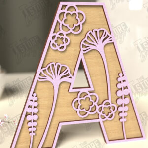 Intra απο ξύλο plywood 3mm-4mm πάχος - Γράμματα λουλουδιών | Alphabet | Floral Design Δίασταση 30x20 cm INTRAFABR-118352710