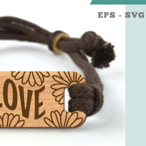 Intra απο ξύλο plywood 3mm-4mm πάχος - Βραχιόλι Flower Love Cut Laser  1 Δίασταση 4x4 cm INTRAFABR-105089706