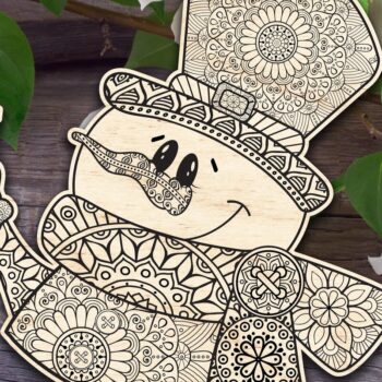 Intra απο ξύλο plywood 3mm-4mm πάχος - Λουλούδι Μάνταλα Χιονάνθρωπος με νιφάδα χιονιού Δίασταση 30x30 cm INTRAFABR-32691783 - Image 1