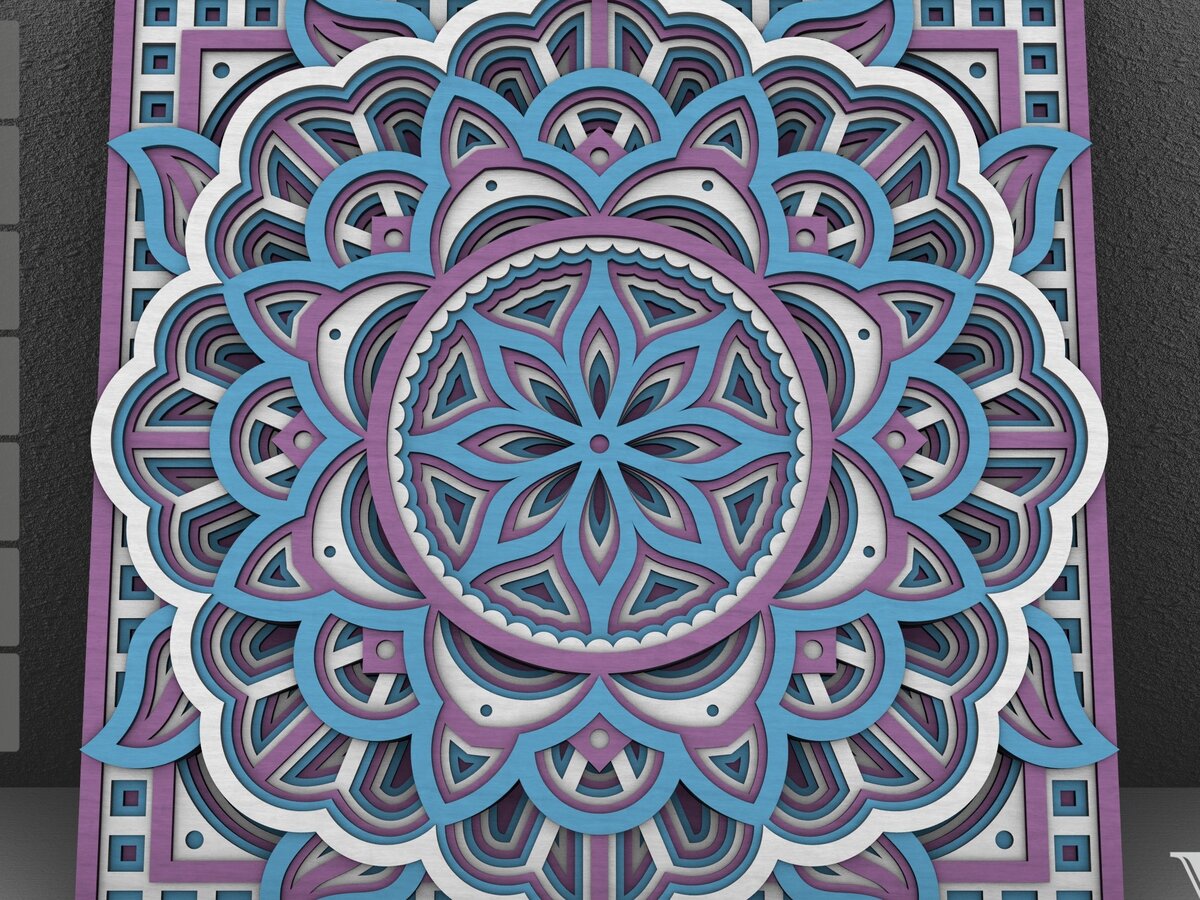 Intra απο ξύλο plywood 3mm-4mm πάχος - Flower Mandala , Layered Mandala  Δίασταση 30x30 cm INTRAFABR-29230693