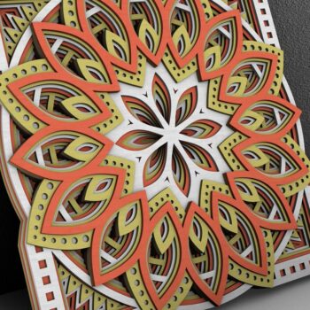 Intra απο ξύλο plywood 3mm-4mm πάχος - Flower Mandala , Layered Mandala  Δίασταση 30x30 cm INTRAFABR-29230823 - Image 2