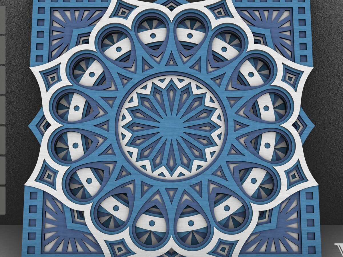 Intra απο ξύλο plywood 3mm-4mm πάχος - Flower Mandala , Layered Mandala  Δίασταση 30x30 cm INTRAFABR-29231672