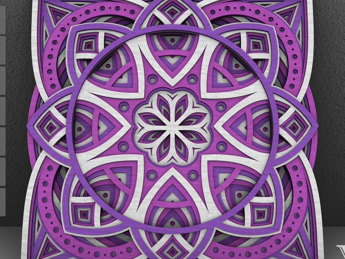 Intra απο ξύλο plywood 3mm-4mm πάχος - Flower Mandala , Layered Mandala  Δίασταση 30x30 cm INTRAFABR-29231951