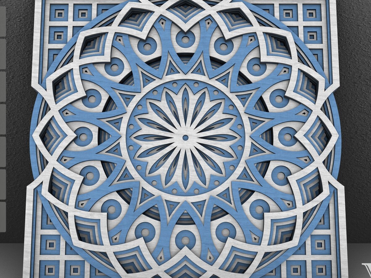 Intra απο ξύλο plywood 3mm-4mm πάχος - Flower Mandala , Layered Mandala  Δίασταση 30x30 cm INTRAFABR-29229341