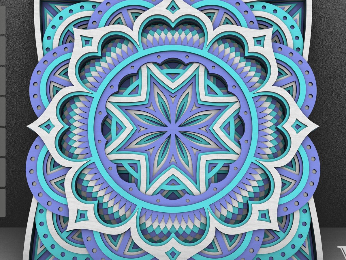 Intra απο ξύλο plywood 3mm-4mm πάχος - Flower Mandala , Layered Mandala  Δίασταση 30x30 cm INTRAFABR-29232559