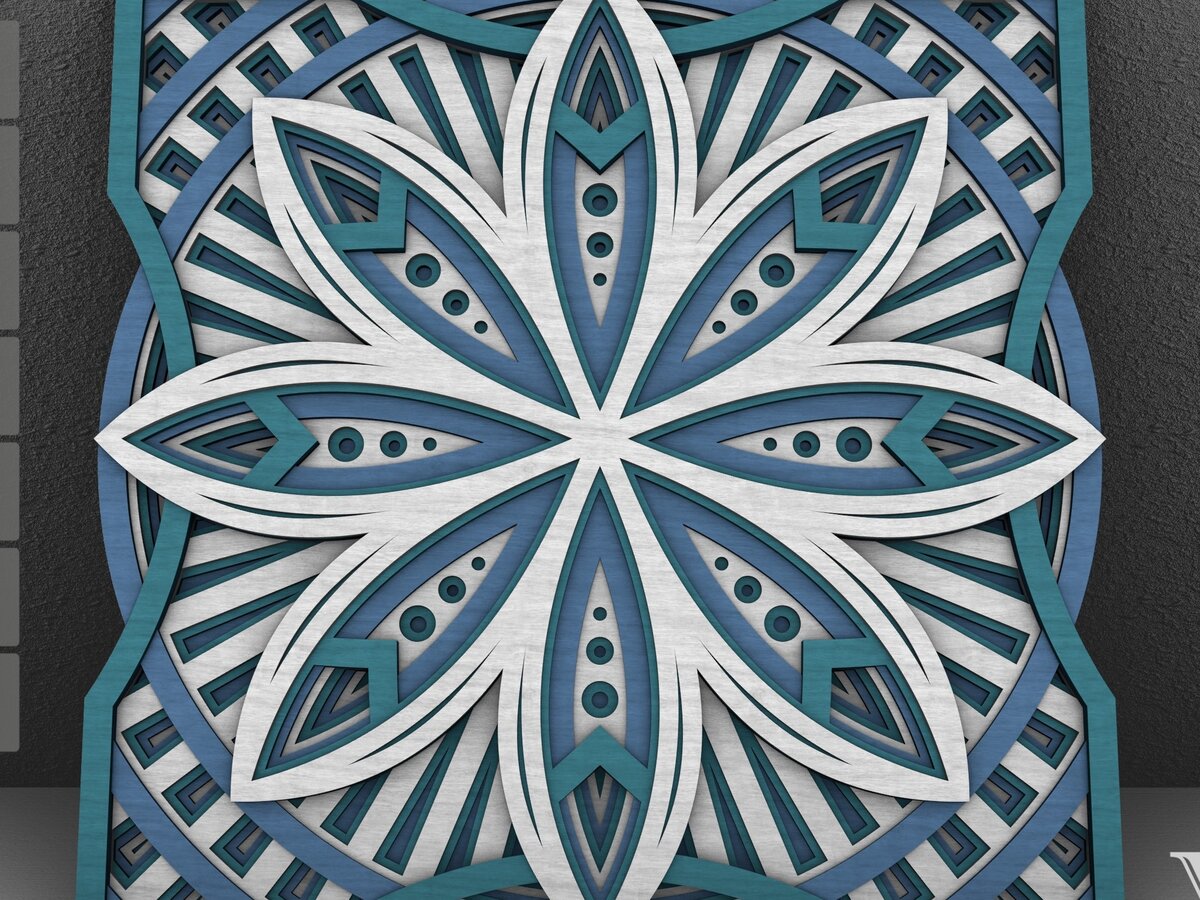 Intra απο ξύλο plywood 3mm-4mm πάχος - Flower Mandala , Layered Mandala  Δίασταση 30x30 cm INTRAFABR-29229930