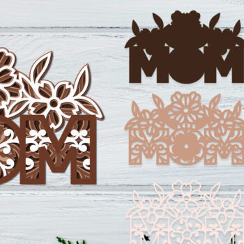 Intra απο ξύλο plywood 3mm-4mm πάχος - Flower Mom Layered Mom 3D Δίασταση 30x20 cm INTRAFABR-57321877 - Image 1