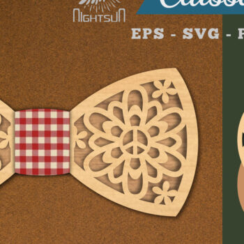 Intra απο ξύλο plywood 3mm-4mm πάχος - Flower Peace παπιγιόν  κομμένο με λέιζερ Δίασταση 20x20 cm INTRAFABR-112552622 - Image 1