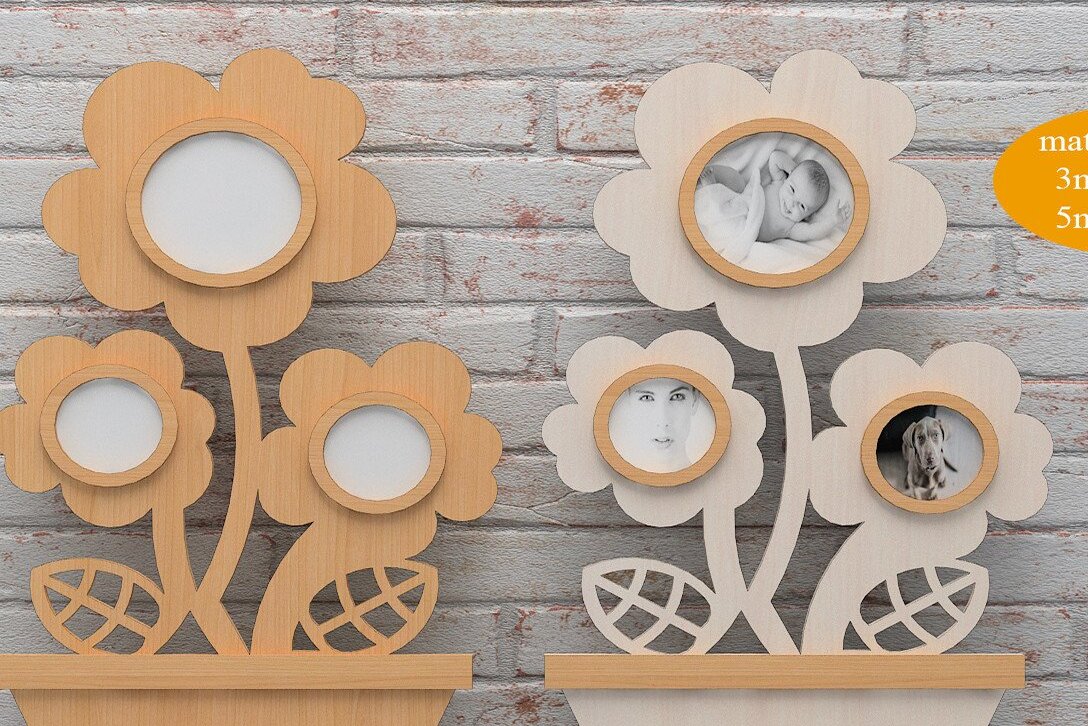 Intra απο ξύλο plywood 3mm-4mm πάχος - Κορνίζα φωτογραφιών λουλουδιών / μαργαρίτα φωτογραφία Δίασταση 20x25 cm INTRAFABR-42348791