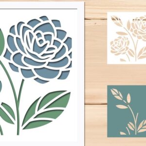 Intra απο ξύλο plywood 3mm-4mm πάχος - Flower Shadow Box με πολυεπίπεδο χαρτί 3d Δίασταση 8x8 cm INTRAFABR-66221603