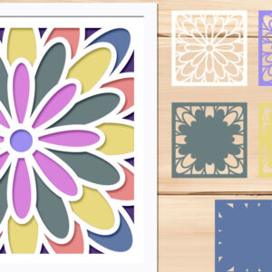 Intra απο ξύλο plywood 3mm-4mm πάχος - Flower Shadow Box , 3d Layered  Δίασταση 8x8 cm INTRAFABR-69417106