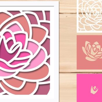 Intra απο ξύλο plywood 3mm-4mm πάχος - Flower Shadow Box , 3d Layered Δίασταση 8x8 cm INTRAFABR-65820094 - Image 1