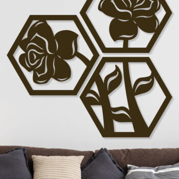 Intra απο ξύλο plywood 3mm-4mm πάχος - Σχήμα λουλουδιού Εξάγωνο Διακόσμηση Τοίχων  Δίασταση 20x20 cm INTRAFABR-74399110 - Image 1