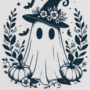 Intra απο ξύλο plywood 3mm-4mm πάχος - Flower Spooky Ghost , Halloween Δίασταση 40x50 cm INTRAFABR-101612292 - Image 1