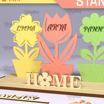 Intra απο ξύλο plywood 3mm-4mm πάχος - Flower Stands Cut Laser. Διακόσμηση σπιτιού  Δίασταση 30x20 cm INTRAFABR-90016149 - Image 1