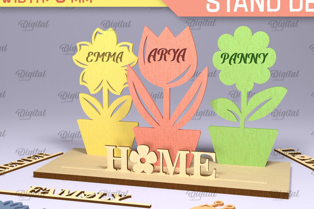 Intra απο ξύλο plywood 3mm-4mm πάχος - Flower Stands Cut Laser. Διακόσμηση σπιτιού  Δίασταση 30x20 cm INTRAFABR-90016149