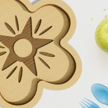 Intra απο ξύλο plywood 3mm-4mm πάχος - Λουλούδι . Παιδικό πιάτο κοπής με λέιζερ Δίασταση 30x20 cm INTRAFABR-78787000 - Image 1