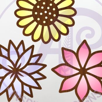 Intra απο ξύλο plywood 3mm-4mm πάχος - Flower Two Layer Cut Outs Laser D7 Δίασταση 30x20 cm INTRAFABR-122570870 - Image 1