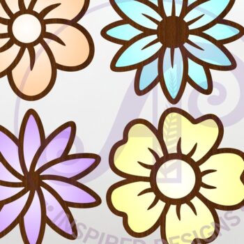 Intra απο ξύλο plywood 3mm-4mm πάχος - Flower Two Layer Laser Cut Outs File Δίασταση 30x20 cm INTRAFABR-118776834 - Image 1