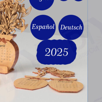 Intra απο ξύλο plywood 3mm-4mm πάχος - Βάζο λουλουδιών Ημερολόγιο Eng Esp Deu Δίασταση 4x4 cm INTRAFABR-110015220 - Image 1