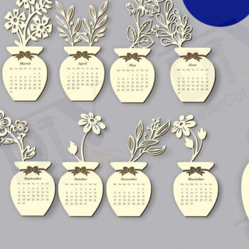 Intra απο ξύλο plywood 3mm-4mm πάχος - Βάζο λουλουδιών Ημερολόγιο Eng Esp Deu Δίασταση 4x4 cm INTRAFABR-110015220 - Image 2