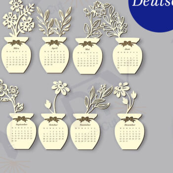 Intra απο ξύλο plywood 3mm-4mm πάχος - Βάζο λουλουδιών Ημερολόγιο Eng Esp Deu Δίασταση 4x4 cm INTRAFABR-110015220 - Image 4