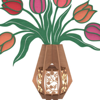 Intra απο ξύλο plywood 3mm-4mm πάχος - Βάζο λουλουδιών Δέσμη κοπής με λέιζερ Δίασταση 30x20 cm INTRAFABR-112273987 - Image 5