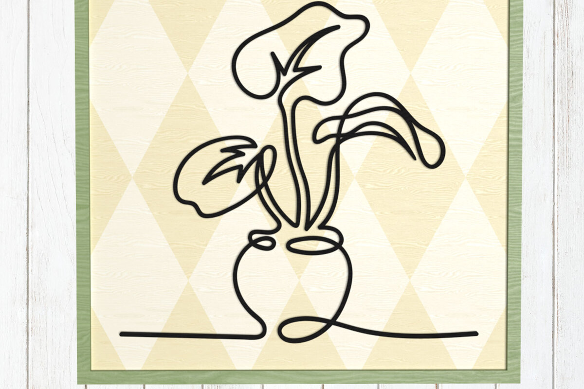 Intra απο ξύλο plywood 3mm-4mm πάχος - Flower Vase Line Art  Δίασταση 6x6 cm INTRAFABR-124745988