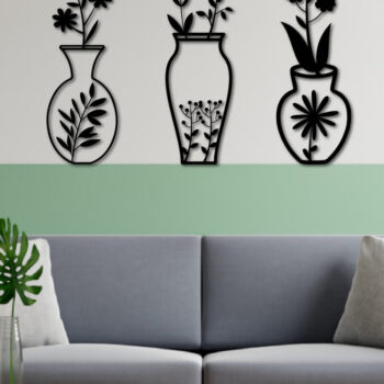 Intra απο ξύλο plywood 3mm-4mm πάχος - Πακέτο διακόσμησης τοίχου με βάζο λουλουδιών Δίασταση 40x50 cm INTRAFABR-67440944 - Image 2