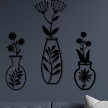 Intra απο ξύλο plywood 3mm-4mm πάχος - Πακέτο διακόσμησης τοίχου με βάζο λουλουδιών Δίασταση 40x50 cm INTRAFABR-67440944 - Image 3