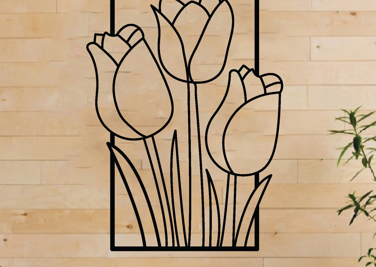 Intra απο ξύλο plywood 3mm-4mm πάχος - Τέχνη διακόσμησης τοίχου λουλουδιών,  κοπής με λέιζερ Δίασταση 40x50 cm INTRAFABR-62966308