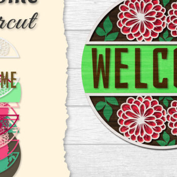 Intra απο ξύλο plywood 3mm-4mm πάχος - Flower Welcome Lasercut Δίασταση 20x20 cm INTRAFABR-122044446 - Image 1