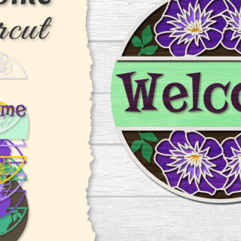 Intra απο ξύλο plywood 3mm-4mm πάχος - Flower Welcome Lasercut Δίασταση 20x20 cm INTRAFABR-122044452 - Image 1