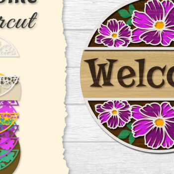 Intra απο ξύλο plywood 3mm-4mm πάχος - Flower Welcome Lasercut Δίασταση 20x20 cm INTRAFABR-122044399 - Image 1