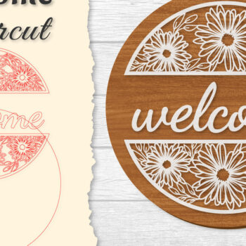 Intra απο ξύλο plywood 3mm-4mm πάχος - Flower Welcome Lasercut Δίασταση 20x20 cm INTRAFABR-122599977 - Image 1