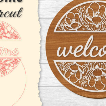 Intra απο ξύλο plywood 3mm-4mm πάχος - Flower Welcome Lasercut Δίασταση 20x20 cm INTRAFABR-122599986 - Image 1