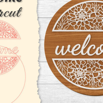 Intra απο ξύλο plywood 3mm-4mm πάχος - Flower Welcome Lasercut Δίασταση 20x20 cm INTRAFABR-122600003 - Image 1