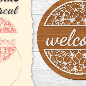 Intra απο ξύλο plywood 3mm-4mm πάχος - Flower Welcome Lasercut Δίασταση 20x20 cm INTRAFABR-122600011 - Image 1