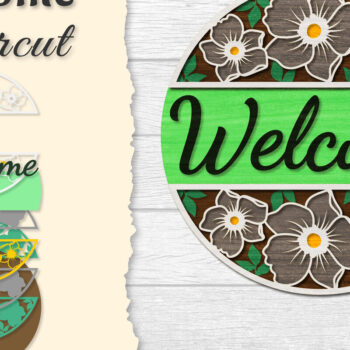 Intra απο ξύλο plywood 3mm-4mm πάχος - Flower Welcome Lasercut Δίασταση 20x20 cm INTRAFABR-122044423 - Image 1