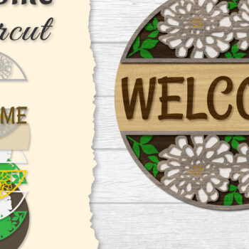 Intra απο ξύλο plywood 3mm-4mm πάχος - Flower Welcome Lasercut Δίασταση 20x20 cm INTRAFABR-122044431 - Image 1