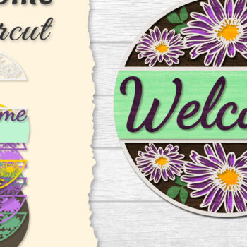 Intra απο ξύλο plywood 3mm-4mm πάχος - Flower Welcome Lasercut Δίασταση 20x20 cm INTRAFABR-122044395 - Image 1