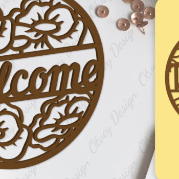 Intra απο ξύλο plywood 3mm-4mm πάχος - Flower Welcome Sign Lasercut Δίασταση 30x20 cm INTRAFABR-104126074 - Image 1